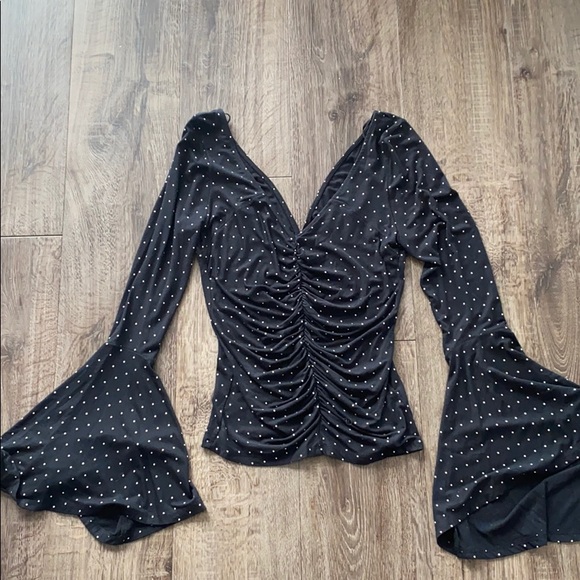 Free People Tops - Free People Bell Sleeve Polka Dot Top